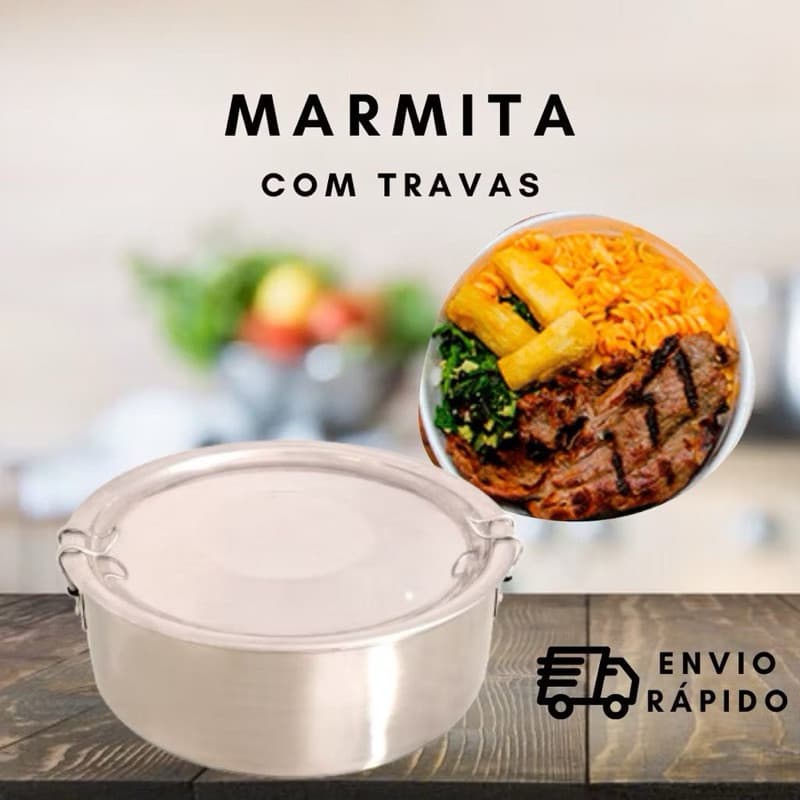 Marmita com Trava em alumínio Grande 16 centímetros
