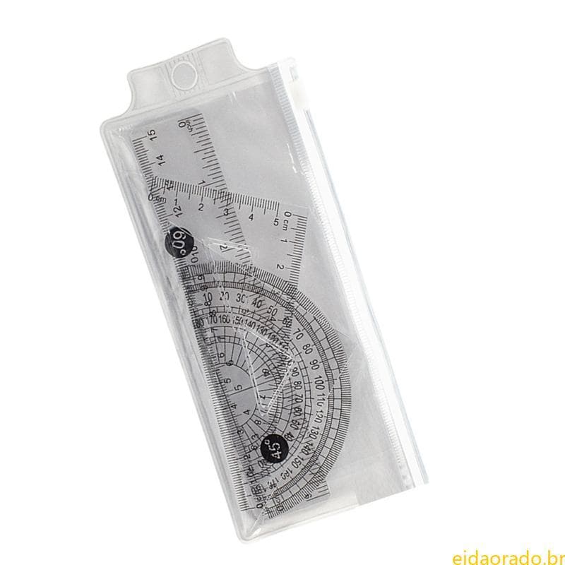 4 Pcs Geometria Matemática Conjunto 15cm Régua Transferidor Triângulo Para Aprendizagem D