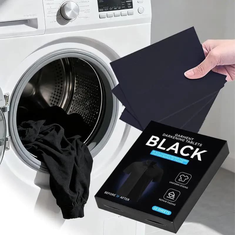 Tinta para Tecido Preta, 10 Folhas, Restaurador Anti-Manchas para Detergente, Apartamento, Escola, Casa, Permite Lavagem