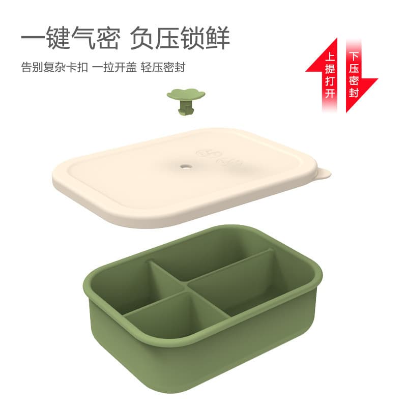Lancheira de Silicone aquecida para micro-ondas, lancheira Bento com redução de gordura, lancheira compartimentada VGTJ