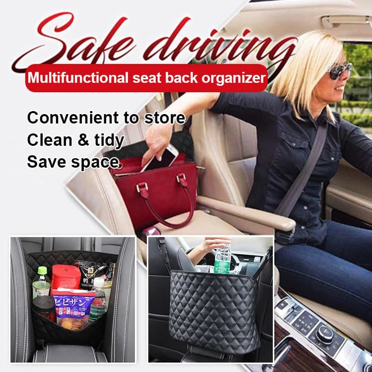 【Economize Espaço】Organizador dobrável para porta-malas de carro com bolsa térmica/Bolsa de Couro/Organizador de Assento