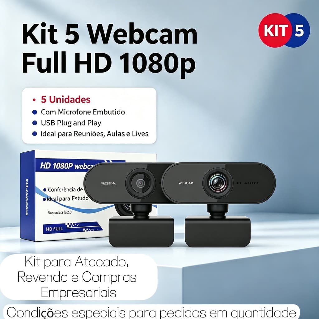 Webcam Full HD 1080p Microfone USB | Plug & Play PC Notebook | Home Office Aulas Lives Varejo Atacado Revenda