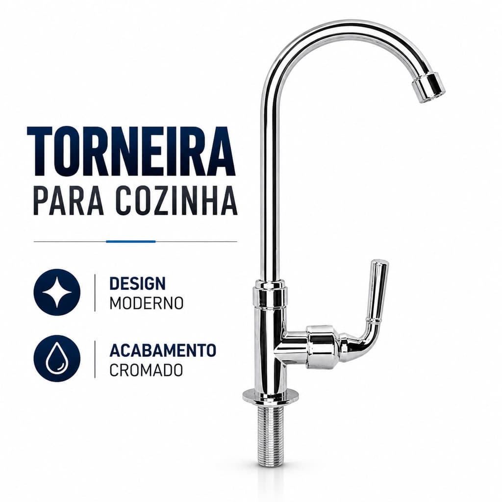 Torneira de Cozinha Mesa Giratória para Pia 1/2" Inox Cromada