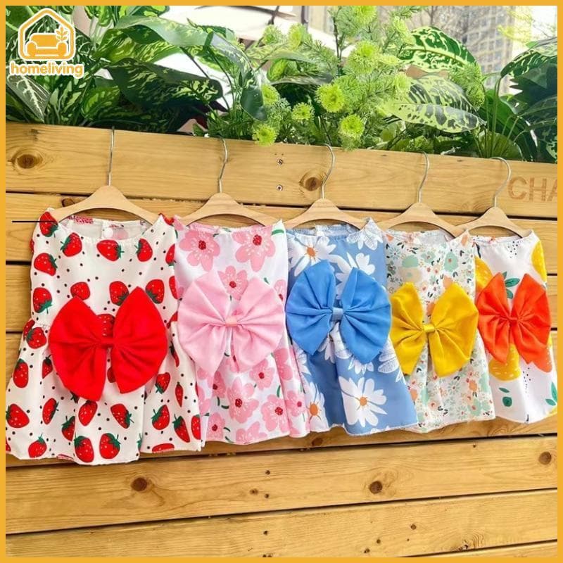 HomeLiving Cão Gato Vestido Floral Impressão Princesa Saia Estilo Macio Respirável Traje Para Animais De Estimação Event