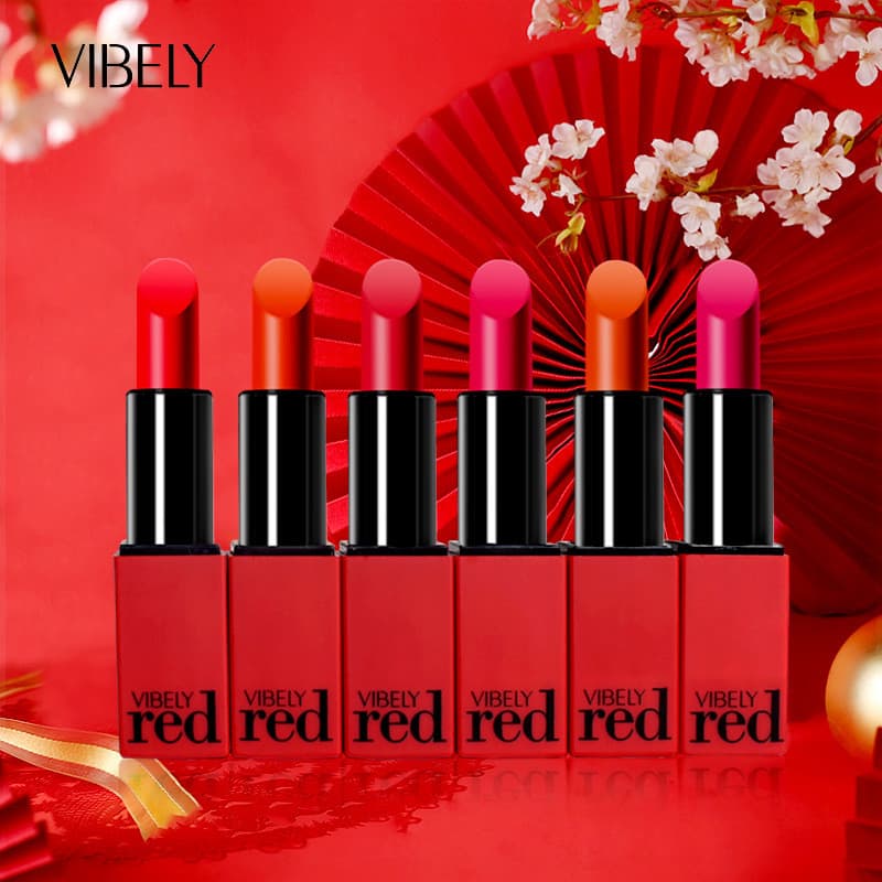 VIBELY Red Lip Cosméticos Matte Batom 999 Genuíno Vermelho China 10 Cores Produto Doméstico Maquiagem Clareamento