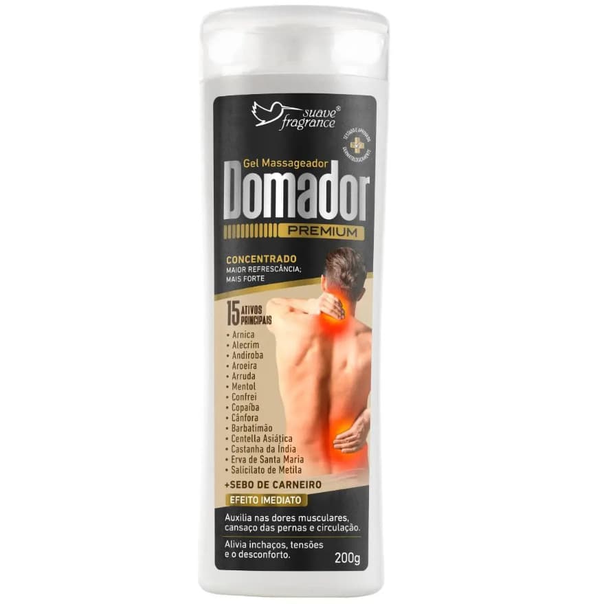 Gel Massageador Domador Premium Suave Fragrance com Mentol 200g Refrescante para Massagem Corporal
