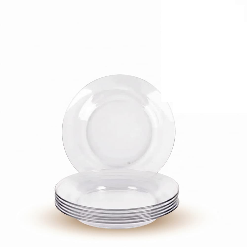 Jogo De Prato Fundo Vidro Transparente Kit 6 Unidades Praticasa