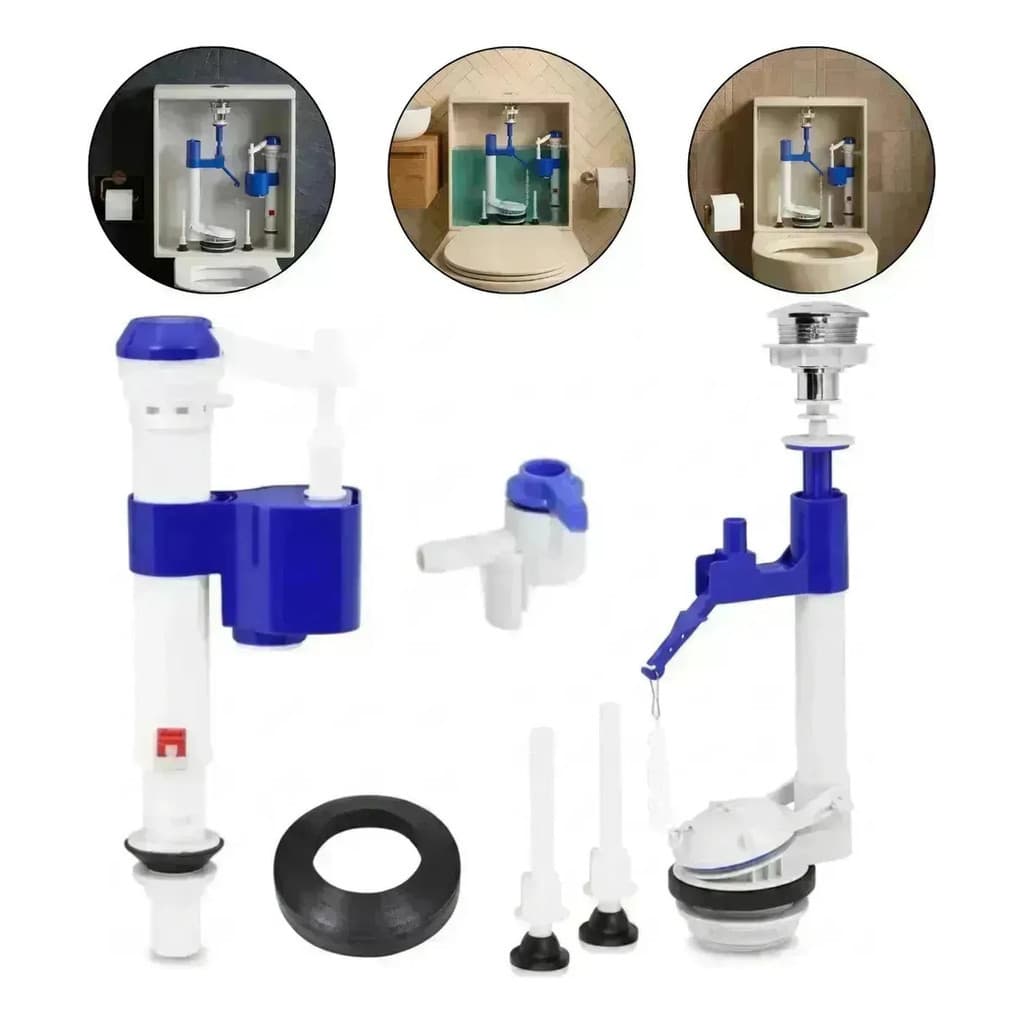 Kit Válvula Entrada E Saída Caixa Acoplada Liege Universal Com Botão Superior E Vedação Completa