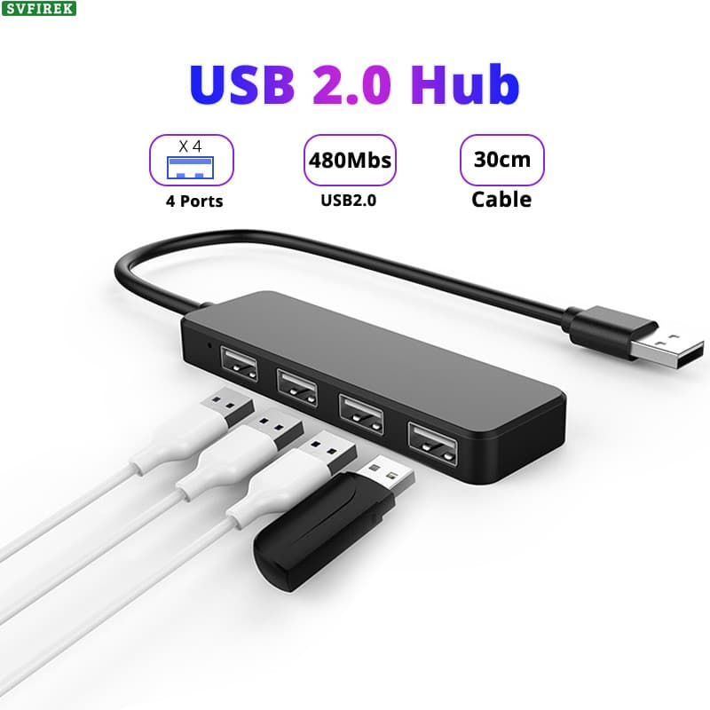 Adaptador Divisor De Alta Velocidade De Hub USB 2.0 De 4 Portas , Ônibus De Proteção Contra Sobrecorrente Alimentado Par