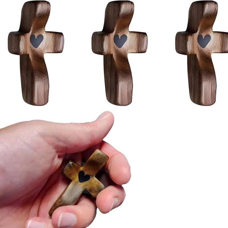 SHBR 3pcs Cruz Meu Coração Incentivo Presente De Madeira Portátil Com Epóxi Para Transportar Poeta Suporte Emocional Mar