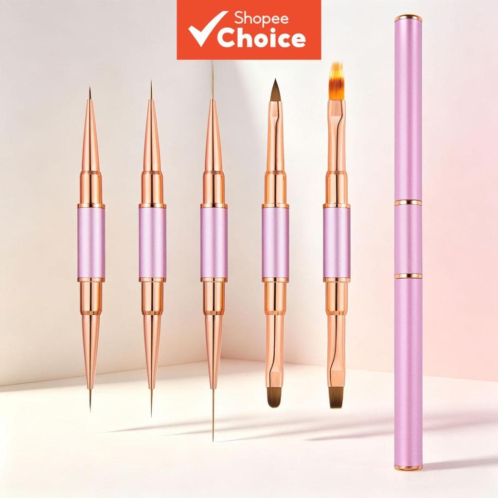 5 peças pincéis de unhas artísticas com ponta dupla, pincel delineador, detalhe fino, caneta para desenhos de unhas,