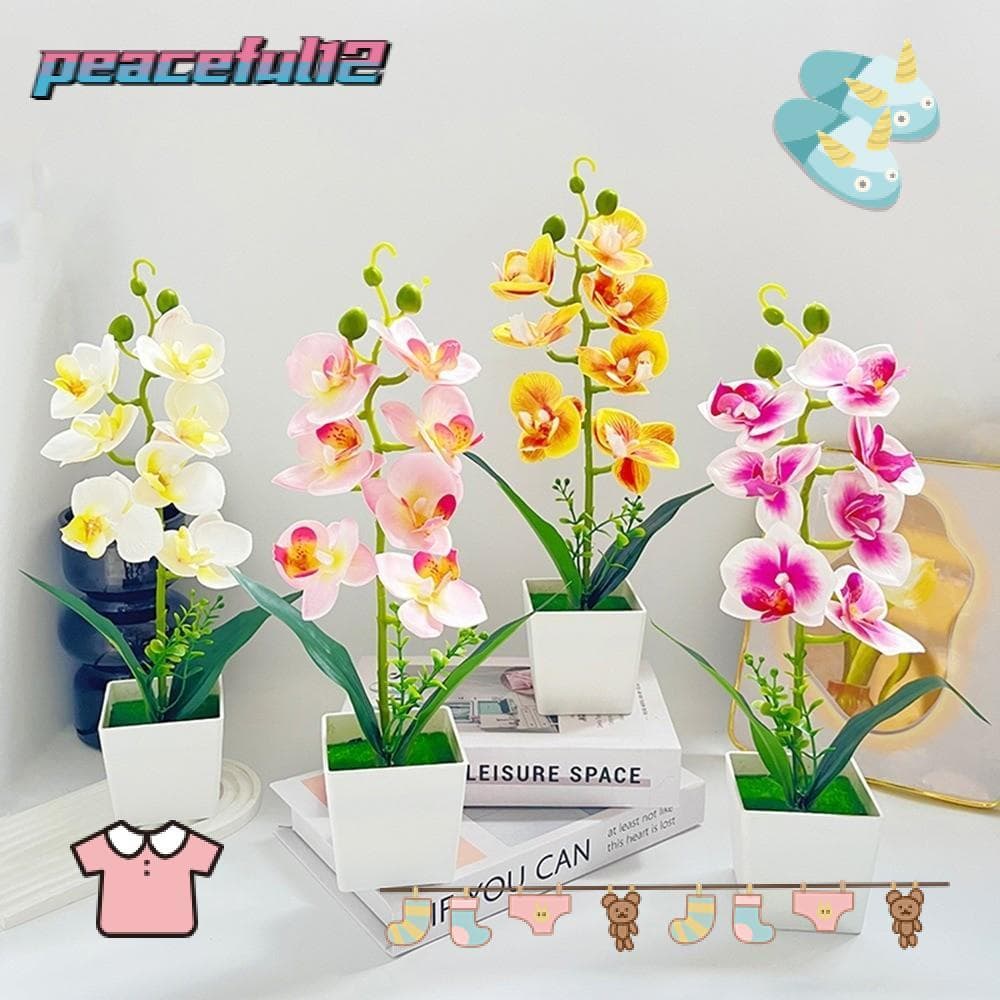 Plantas Falsas Artificiais Pacíficas , 8 Cabeças De Flores Em Vasos De Orquídeas Multi-, Simuladas