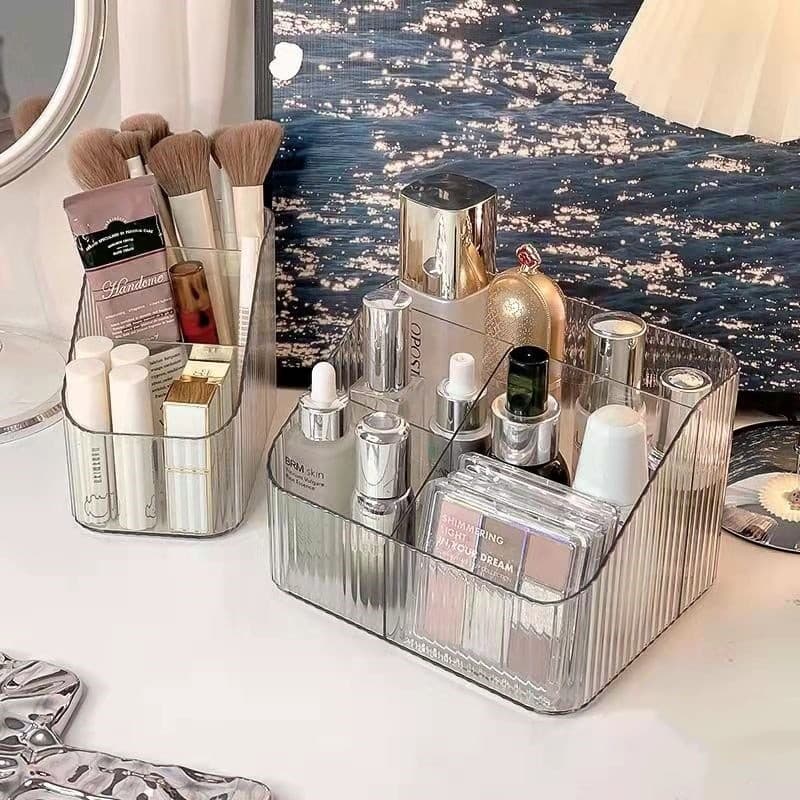 Caixa de Armazenamento de Cosméticos de Luxo Leve, Organizador de Maquiagem para Mesa, Caixa de Armazenamento Transparen