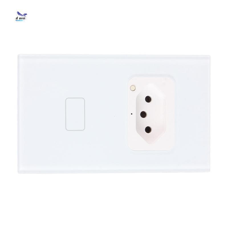Interruptor De Luz Inteligente Tuya WiFi Com Soquete Brasil Casa Parede Trabalhando Painel E Tomada BR Plug