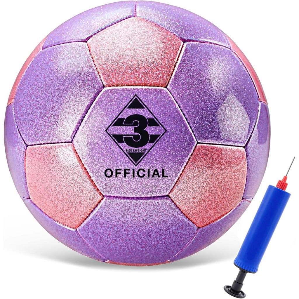 Bola de Futebol Roxa Brilhante Tamanho 3 com Bomba e Agulha/Saco de Rede, Kit de Bola de Futebol Sofu PU para Prática, T