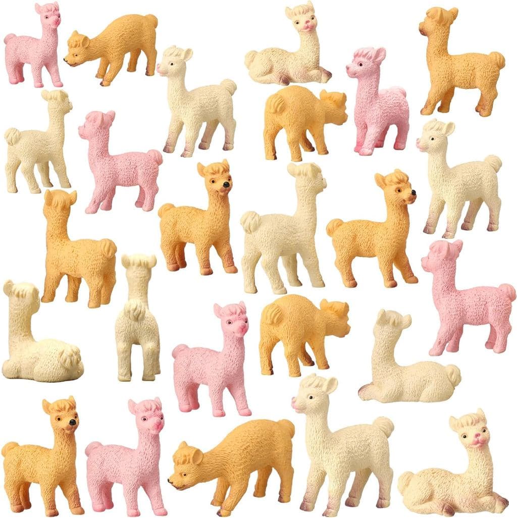 Cinnvoice 50 Peças Mini Figuras de Alpaca em Resina, Ornamentos de Animais Pequenos, Miniaturas de Lhamas para Jardim de