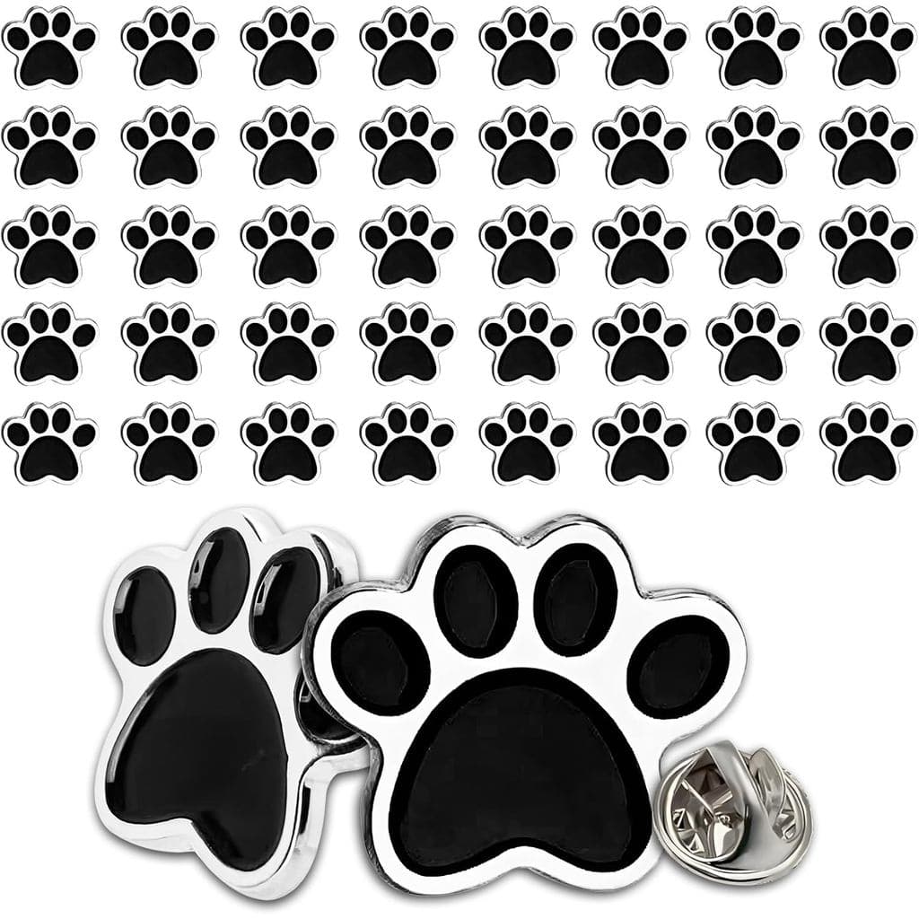50 Pins para Cães, Patas de Tigre - Pins de Mascote de Animal com Estampa de Pata de 1" para Prêmios Escolares, Bandas,