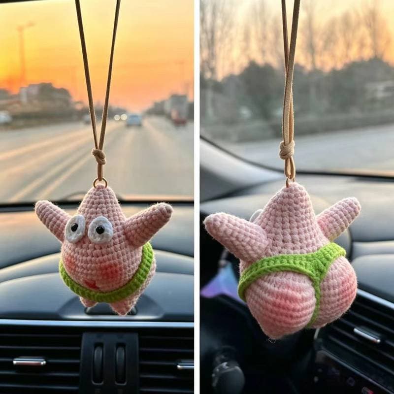 Mão crochê nádegas torta grande estrela boneca pingente bonito criativo produto acabado saco de carro pendurado