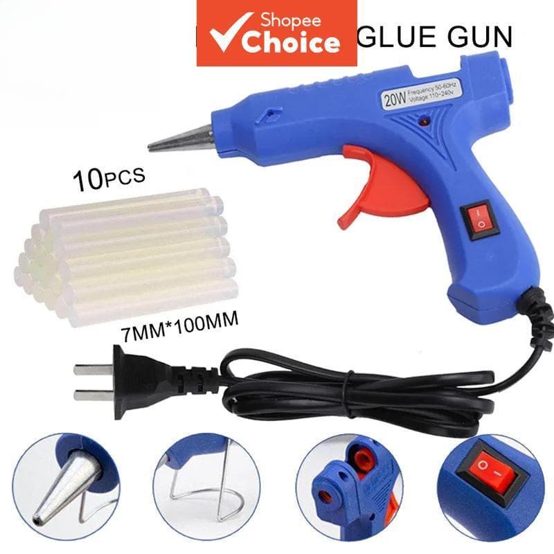 Pistola de Cola Quente 60W 110V/220V com Bastões de Cola | Artesanato DIY, Presentes de Natal, Ferramenta de Reparo