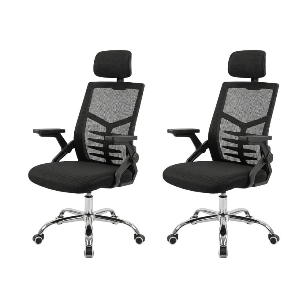 Kit com 2 Cadeiras de Escritório Ergonômicas E-1069 Preto
