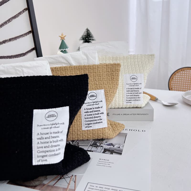 Caixa de papel de tecido xadrez tecido estilo nórdico casa saco de capa de armazenamento de tecido