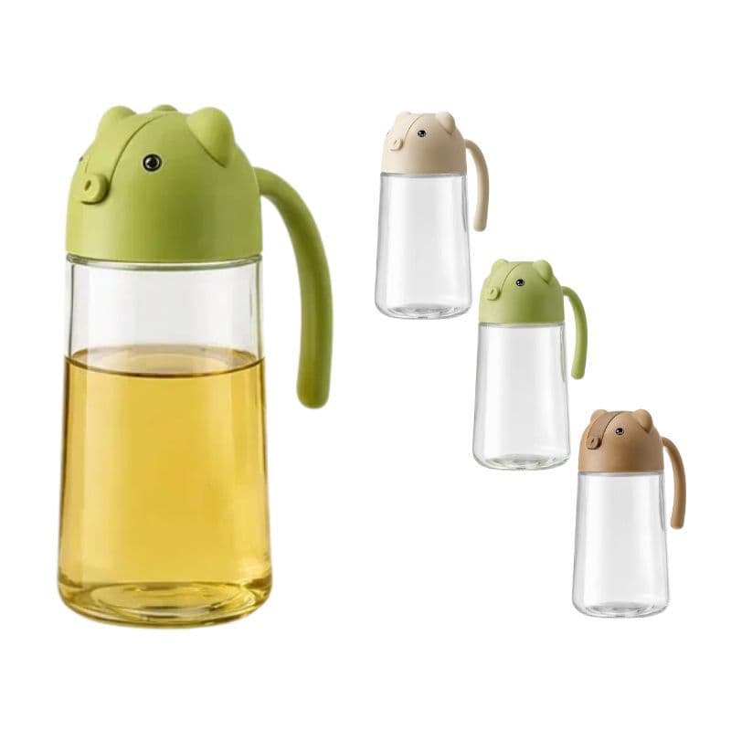 Galheteiro de Vidro 630ml Ursinho Dispenser Azeite Vinagre
