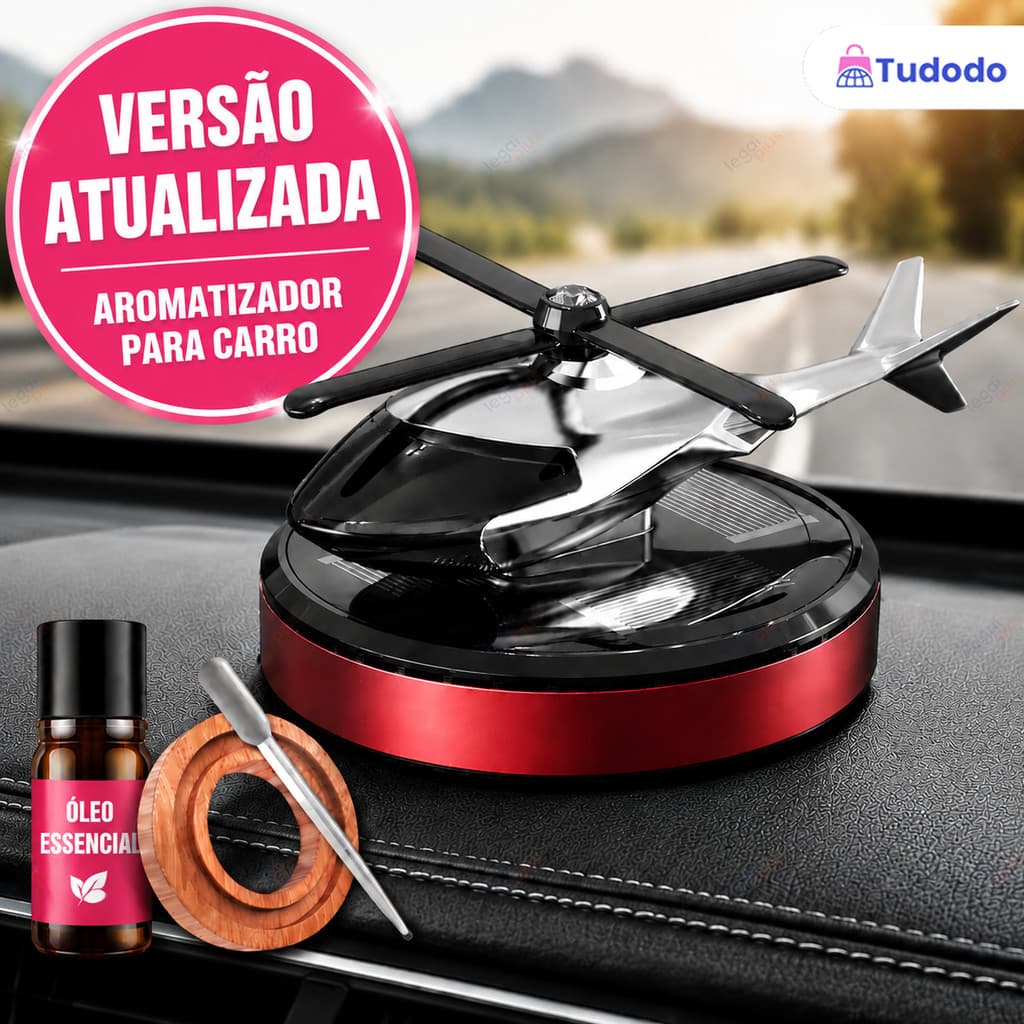 Aromatizante Automotivo Solar Helicóptero – Difusor de Fragrância com Movimento AutomáticoSem Bateria, Sem Carregamento