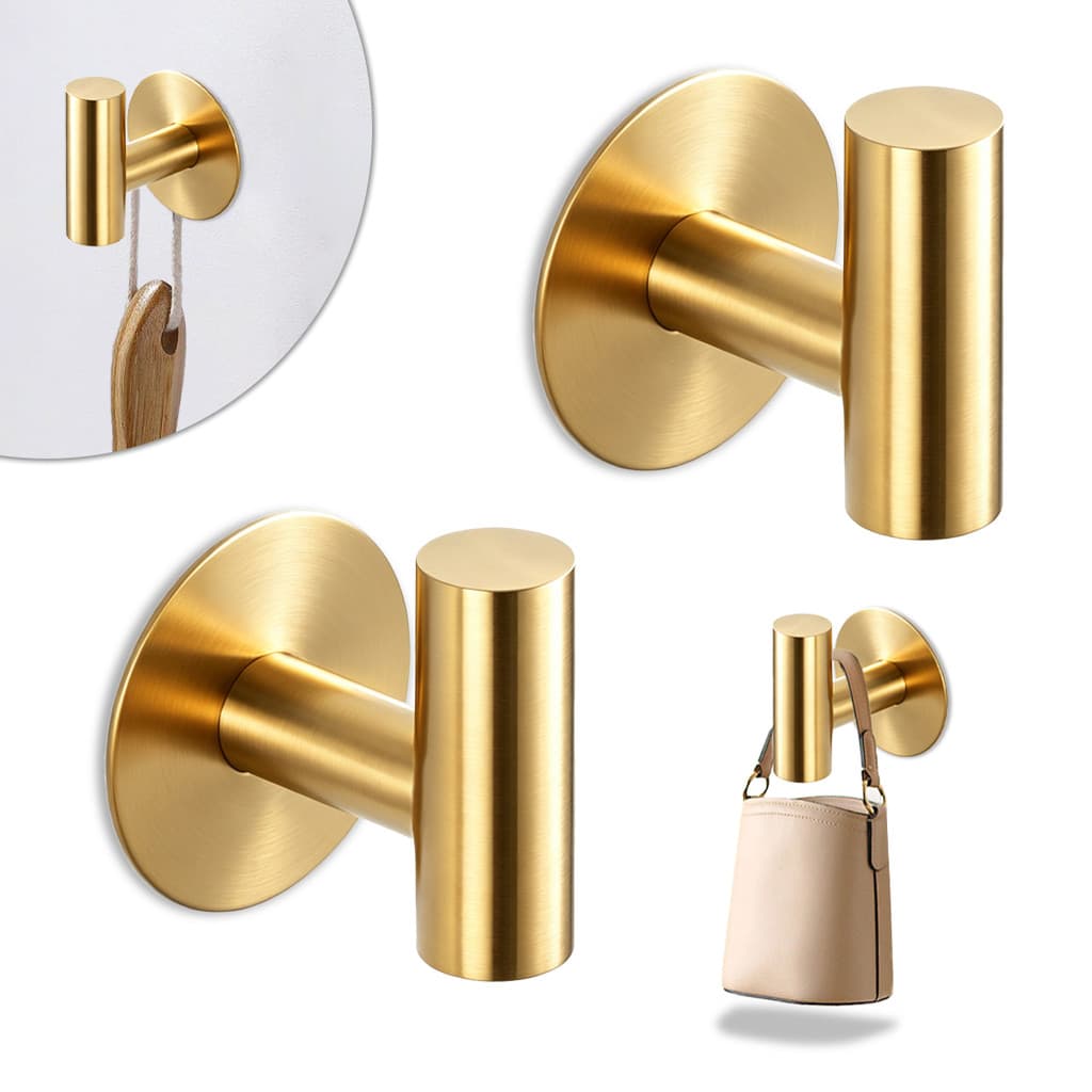 Kit 2 Gancho Banheiro Inox 304 Cabide Parede Toalha Multiuso Aço Resistente