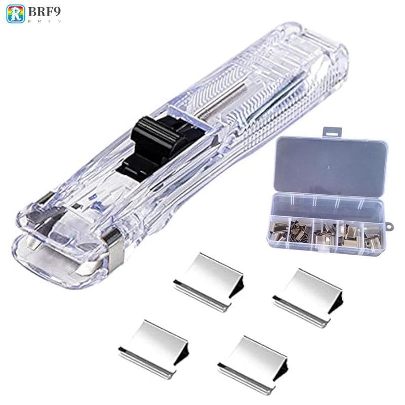 Dispensador De Clipe De Papel Portátil , Cortador Rápido Com 50 Clipes De Metal Prateados Reutilizáveis Para Documentos