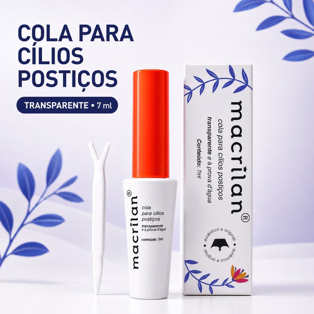 cola para cílios postiços transparente macrilan CA-001 e preto CA-002 .
