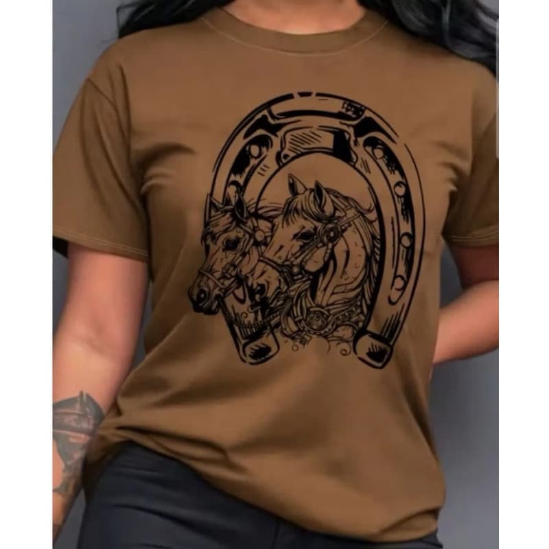 Camiseta blusa Feminina Ferradura Cavalo Country Barretos