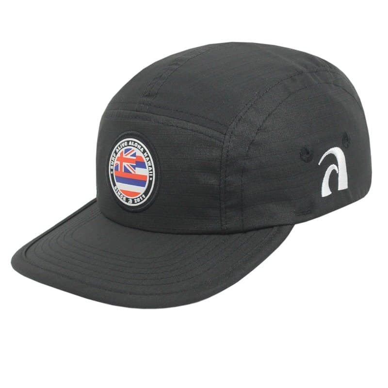 BONÉ SURF ALIVE FIVE PANEL ALOHA HAWAII BLACK