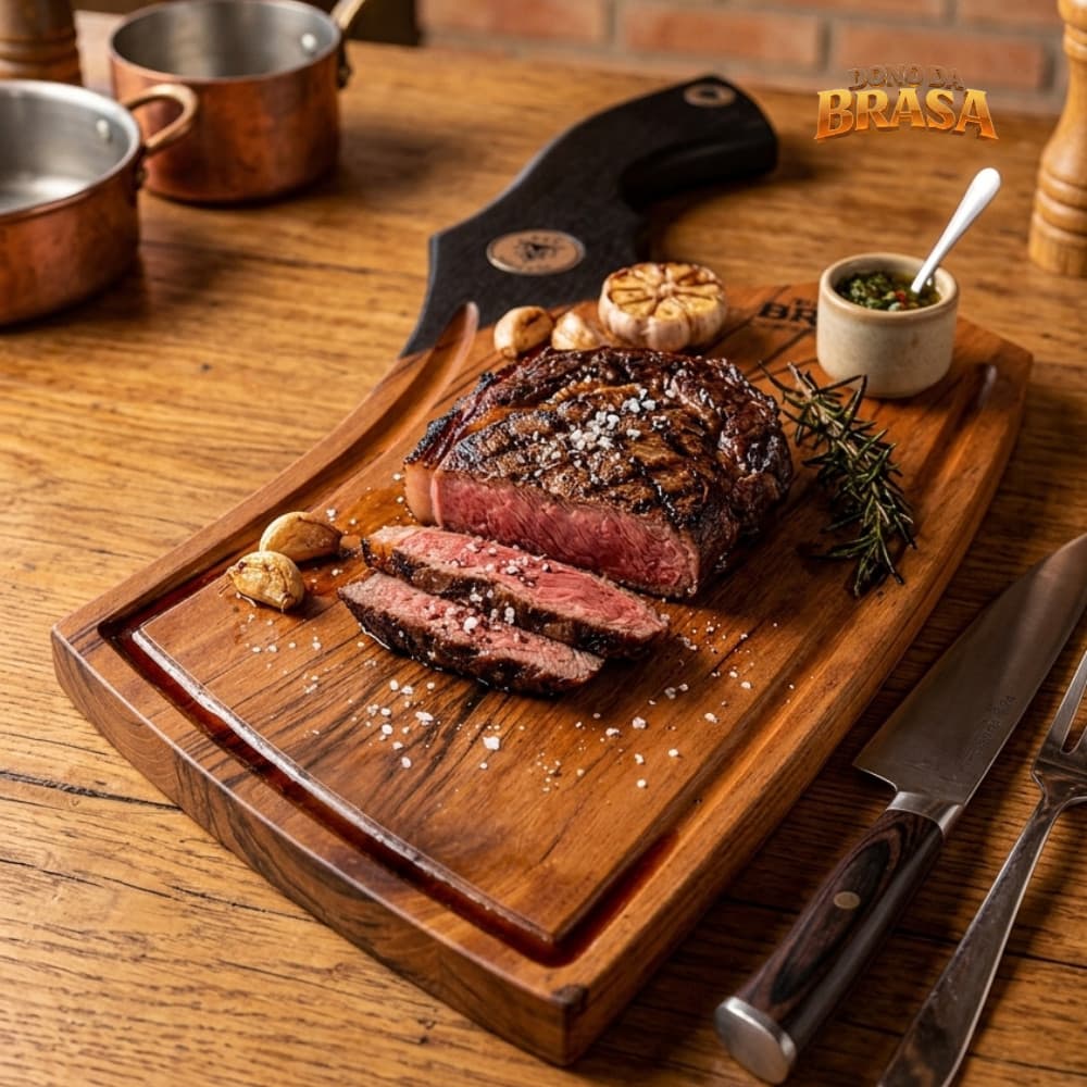 Tábua de Churrasco Bomber 56cm - Madeira Nobre Muiracatiara Premium