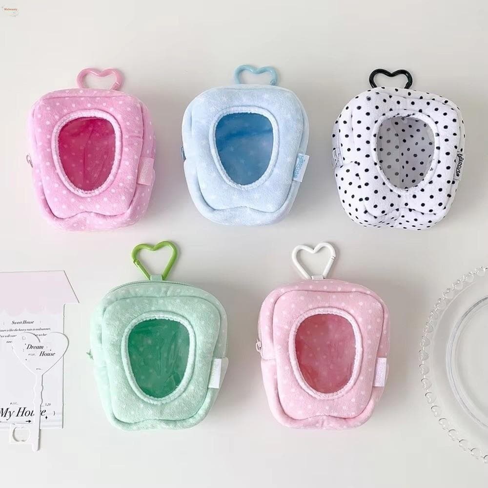 Bolsa De Armazenamento MXBEAUTY , Chaveiro De Bolinhas De Pelúcia , Linda Menina Formato De Morango Transparente Mini It