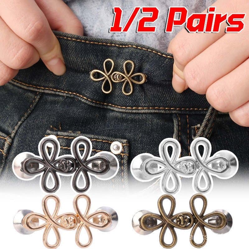 1-2 Pares De Fivela De Cintura Oca De Trevo De Quatro Folhas-Sem Pregos , Ajustável , Destacável-Fofo , Moda-Para Jeans