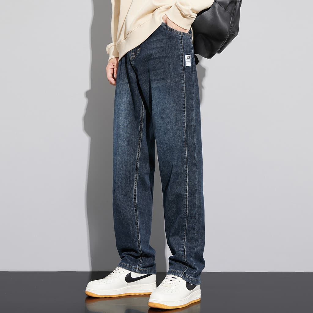 Outono novo estilo 2025 solto em linha reta confortável macio tornozelo comprimento Jeans na moda All-Match moda Denim c