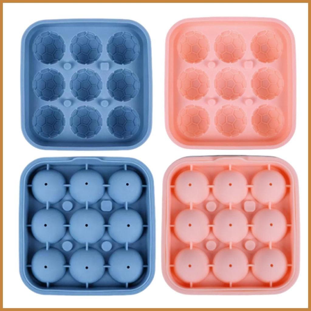 Forma para cubos de gelo em formato de bola de futebol, reutilizável, design com 9 cavidades, formas flexíveis, adequada