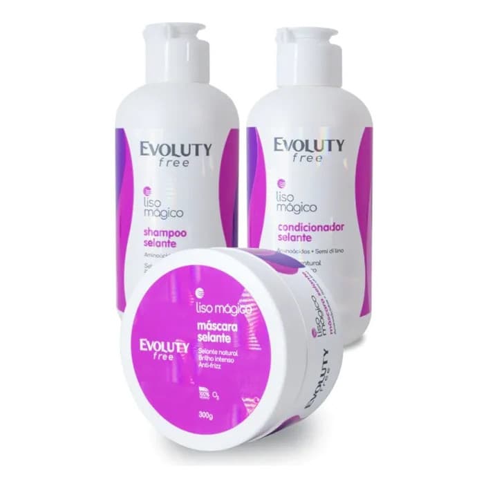 Combo Liso Mágico Evoluty Free Selante Capilar (3 Produtos)
