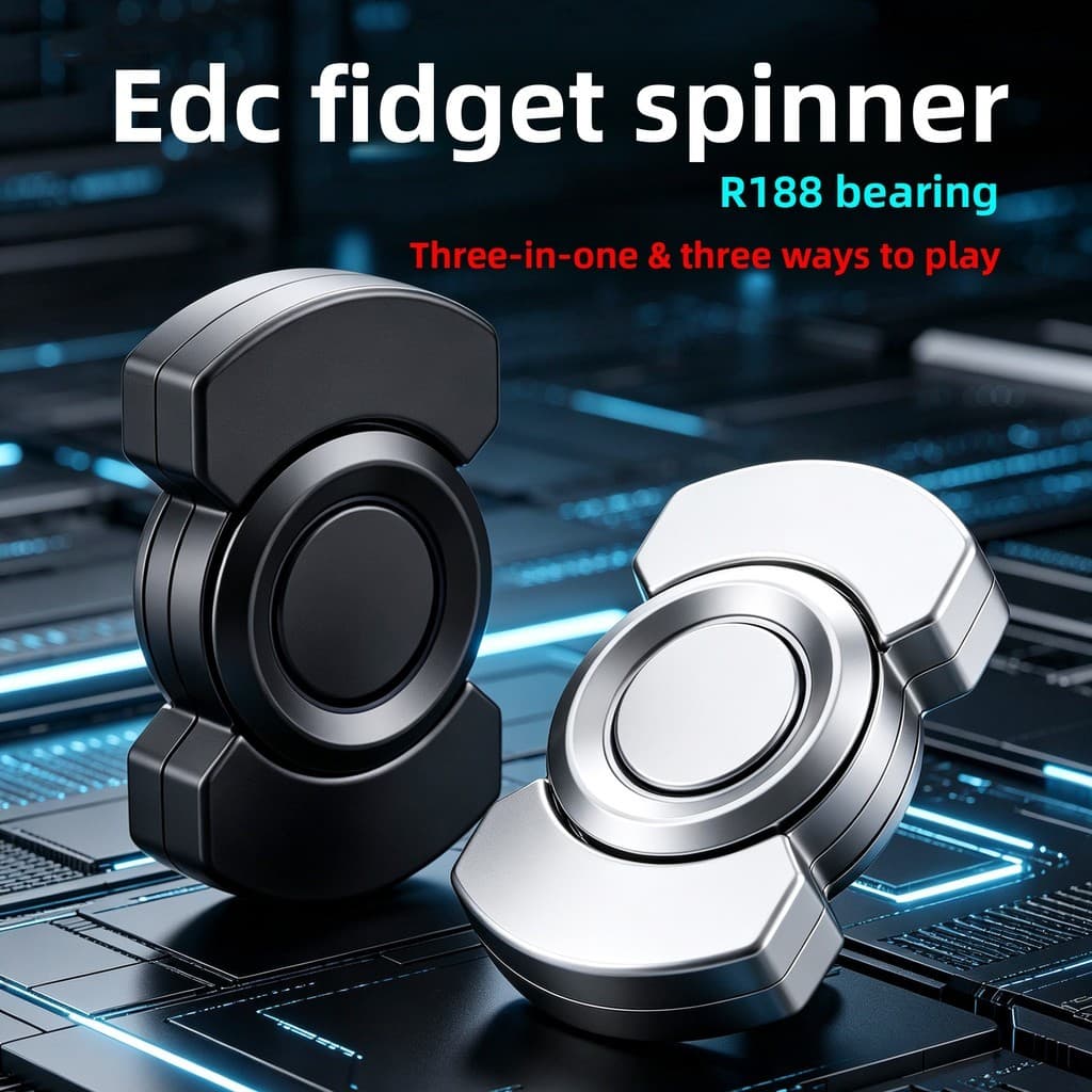 Três-em-um liga de zinco Fidget Spinner legal magnético Pop Push Card EDC adulto Desktop girando jogar brinquedo de desc