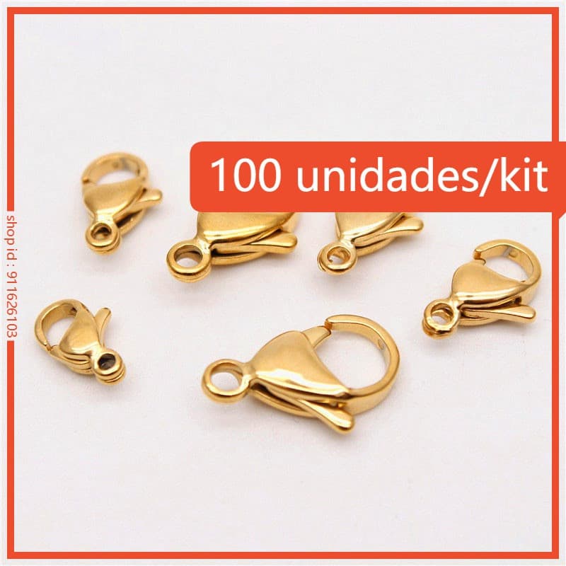 Fecho de lagosta em aço inox para bijuterias DIY colar e pulseira 18K ouro banho a vácuo