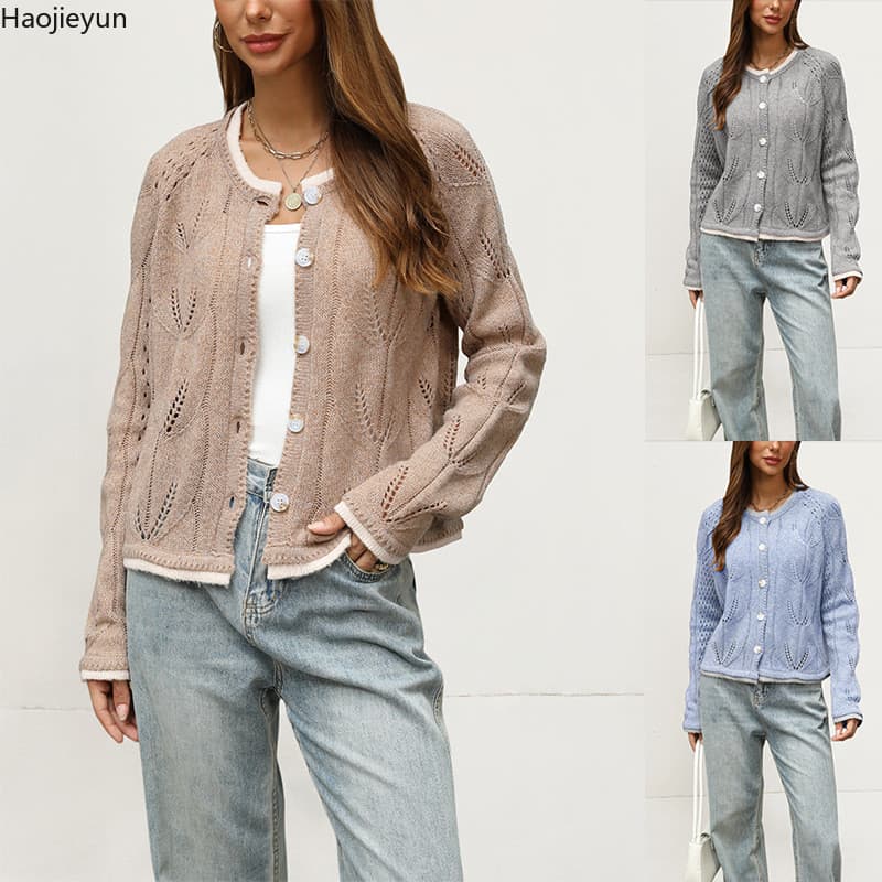 Outono inverno novo estilo malhas camisola feminina jaqueta Casual moda solta Cardigan manga longa roupas femininas
