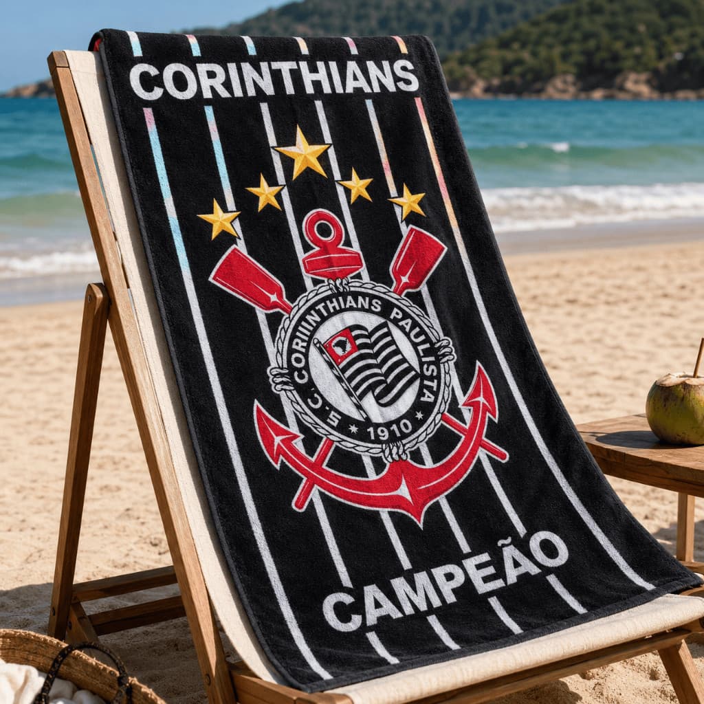 Toalha de Banho Times de Futebol 70x140cm Estampada Praia Piscina e Banho