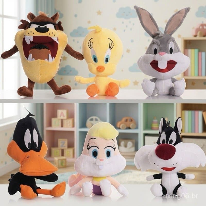Looney Toneys Pelúcias Baby Plush Toy Pernalonga Taz Patolino Frajola Piupiu Desenho Nostálgico 25cm Antialérgico Retro