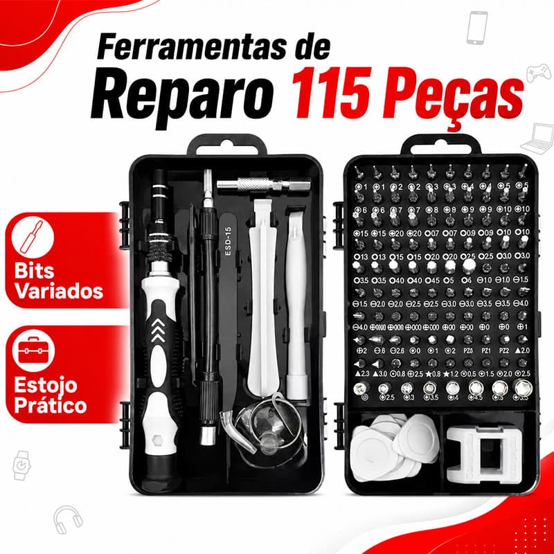 Jogo Chaves De Fenda Precisão 115 Peças Manutenção Celular Notebook Tablet Ferramentas