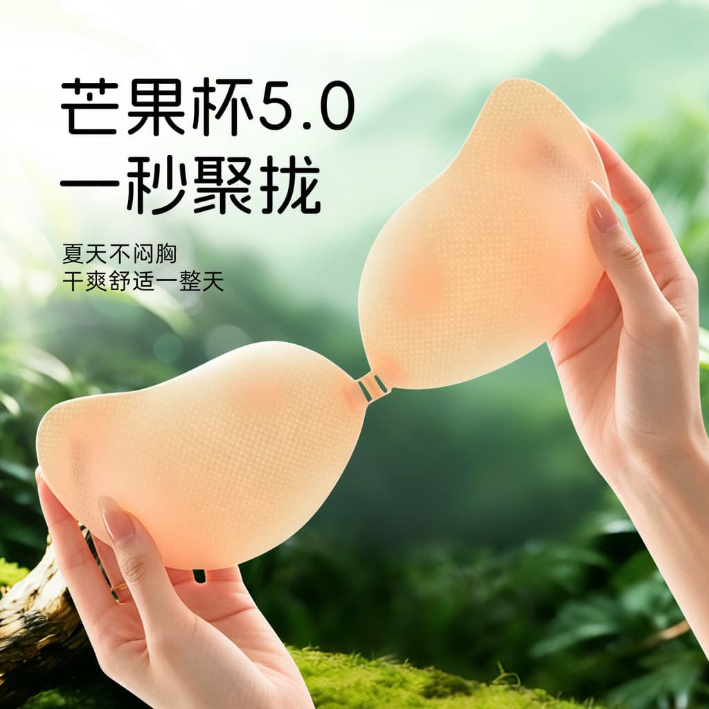 Sutiã invisível manga copo 5.0 Silicone Push-Up peito adesivos verão respirável antiderrapante pequenos seios olhar
