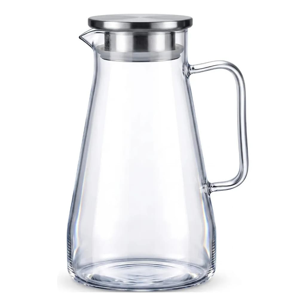 Jarra De Vidro Borossilicato Mercury Com Tampa Inox 1,5l Ex Decor