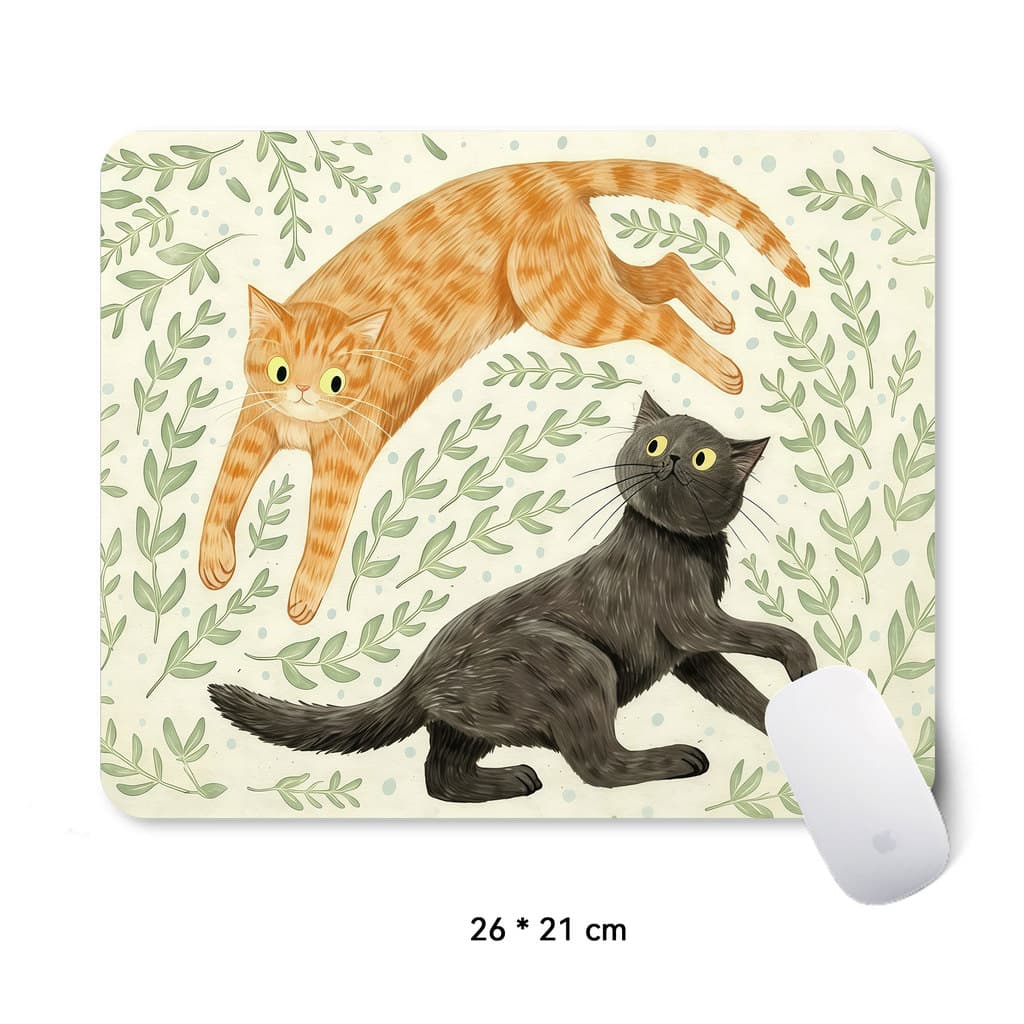 Gato Flor 26 * 21cm Mouse Pad Antiderrapante Engrossado 3mm Lavável Borda Costurada Tapete De Mesa MousePad