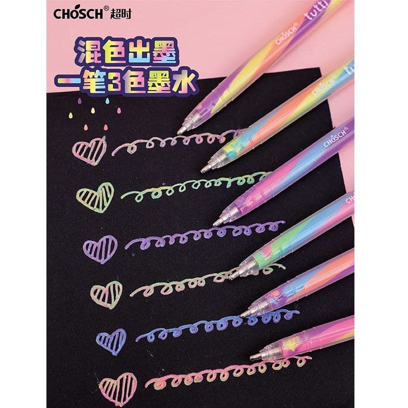 Caneta espiral de arco-íris, caneta que muda de cor, gradiente, manual de estudante, um curso, multicolorido, iluminador