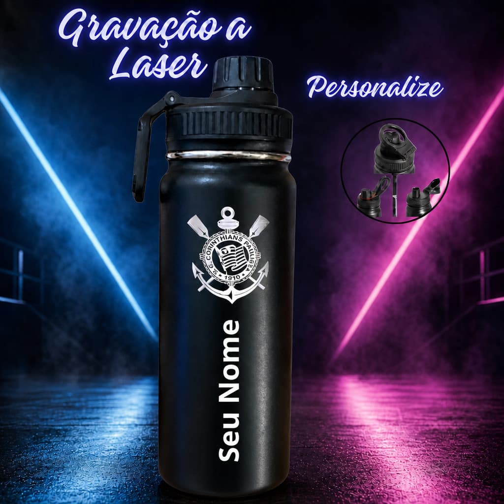 Garrafa Termica Personalizada, aço Inox para Academia, Escola, Trabalho 800ml