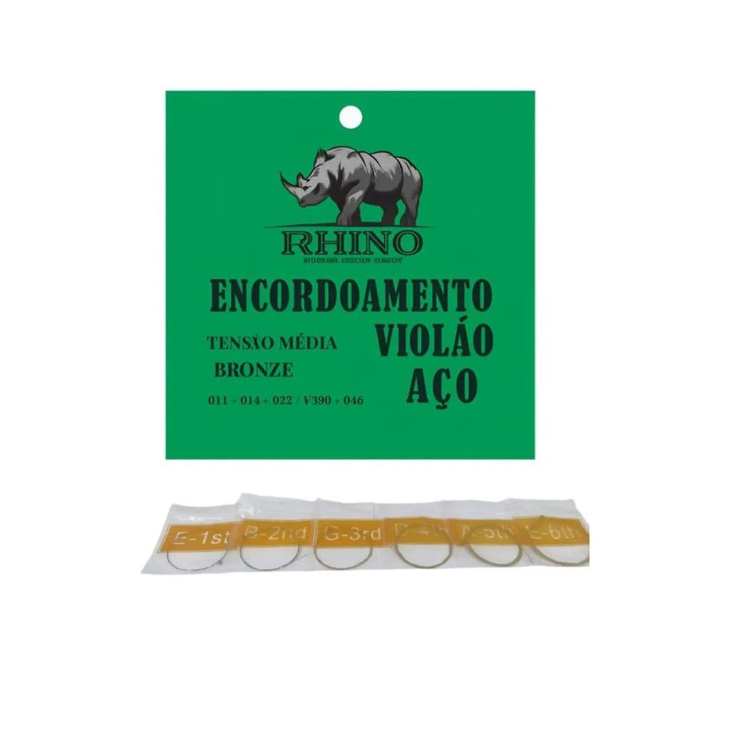 Encordoamento Rhino Aço Bronze Violão Tensão 011 046